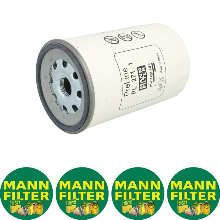 Filtru combustibil Mann Filter PL 271/1 pentru AMMANN ASC, BOMAG BW, CLAAS SCORPION, DEUTZ FAHR AGROTRON K, AGROTRON M, LIEBHERR A, MANITOU MT, SAME EXPLORER, EXPLORER 3, IRON 4BTA3.9-TCD2012L62V, 4 stickere Mann Filru