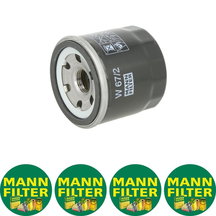 Filtru ulei Mann Filter W 67/2 pentru CHERY QQ3, CHEVROLET AVEO / KALOS, MATIZ, SPARK, DAEWOO KALOS, MATIZ, TICO, DAIHATSU APPLAUSE I, APPLAUSE II, CHARADE I, CHARADE II, CHARADE III 0.5-1.8 01.69, 4 stickere Mann Filru