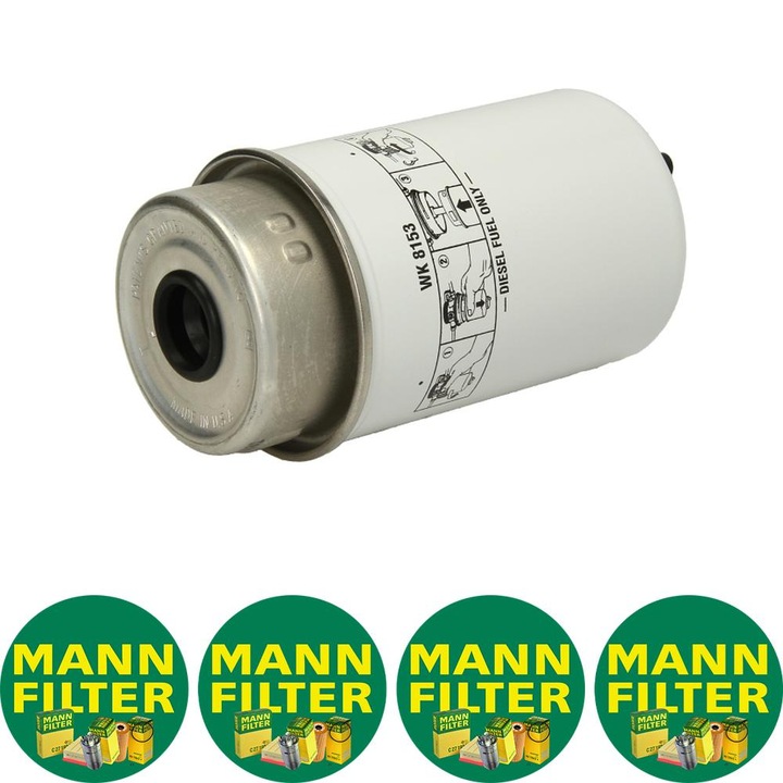 Filtru combustibil Mann Filter WK 8153 pentru FENDT 9000, AGCO DT, RT, CASE IH 2000, 4000, 800, CS, CVT, CVX, CASE-STEYR 9000, CATERPILLAR M, LANDINI LANDPOWER, LEGEND, MYTHOS 1104C-44T-84ETA, 4 stickere Mann Filru