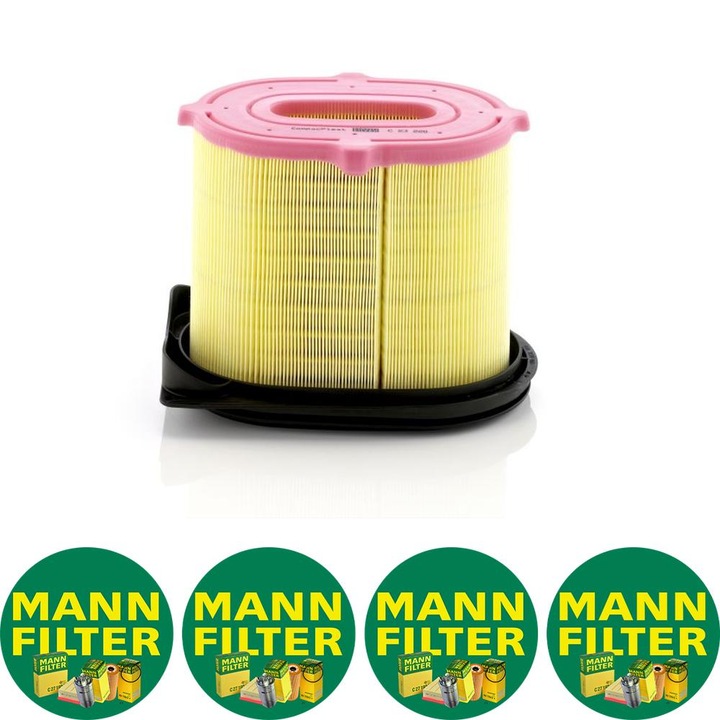 Filtru aer Mann Filter C 23 220 pentru BASAK 2000, CATERPILLAR 300, 400, 900, AP, BG, CB, CP, CS, D, IT, M, PF, PS, TH, FARMTRAC 600, 7000, LANDINI 5, 70, GLOBALFARM 1006-6T-C4.4T, 4 stickere Mann Filru