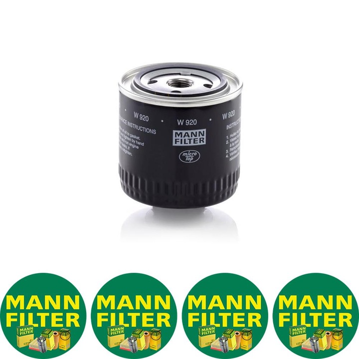 Filtru ulei Mann Filter W 920 pentru FENDT 1 D FARMER, 1 E FARMER, 2 D FARMER, 2 DE FARMER, 2 E FARMER, 2 S FARMER, 2 SA FARMER, FIX 2E, 102 FARMER, 102 LS FARMER, 102 LSA FARMER, 102 S FARMER, 102 SA FARMER, 4 stickere Mann Filru