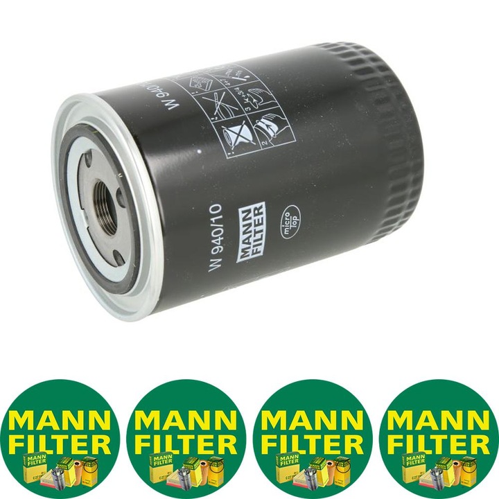 Filtru ulei Mann Filter W 940/10 pentru FENDT 207 F VARIO, 207 FA VARIO, 207 V VARIO, 207 VA VARIO, 207 VARIO, 208 F VARIO, 208 FA VARIO, 208 V VARIO, 208 VA VARIO, 208 VARIO, 209 F VARIO, 209 FA VARIO, 4 stickere Mann Filru