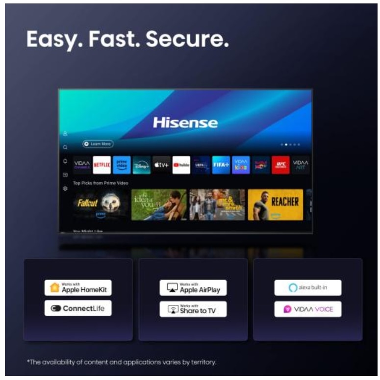 Televizor QLED Hisense 109 cm 43" 43E7Q, Ultra HD 4K, Smart TV, WiFi, CI+