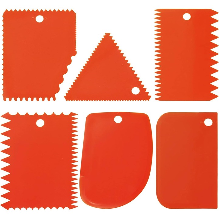 Set 6 razuitoare pentru modelare lut Kengege®, diverse dimensiuni, design simplu, portocaliu