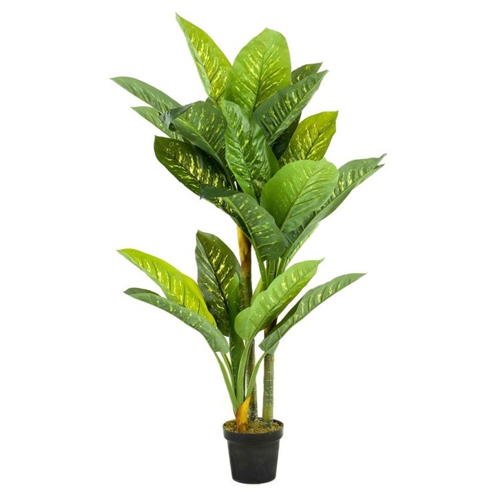 Planta Dieffenbachia artificiala, 3 tulpni, 150 cm, cu 26 frunze