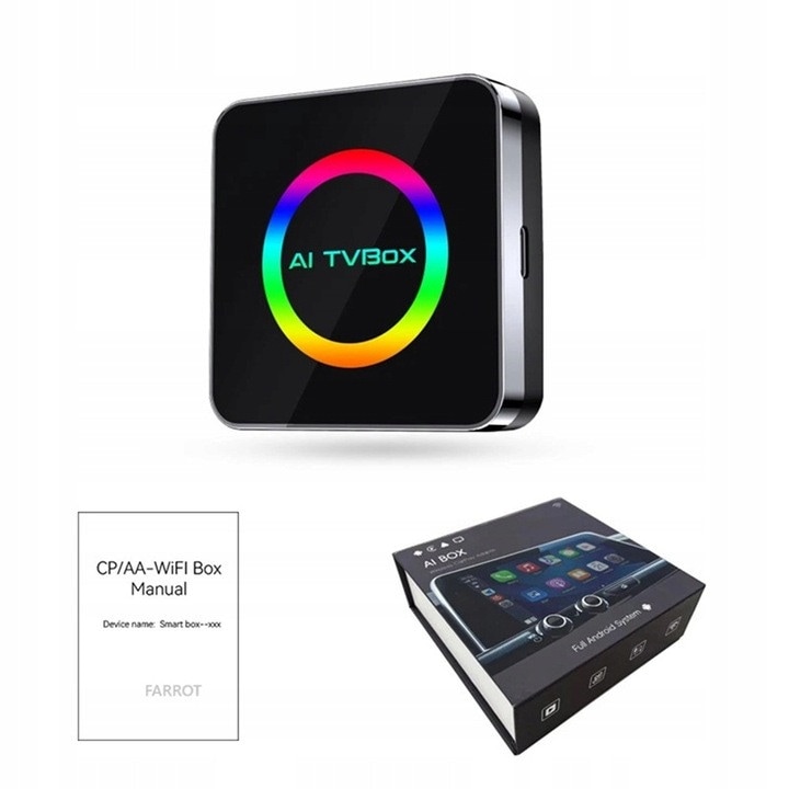 Farrot Adaptor transmitator Bluetooth cu AI Box, Android 13, Auto Carplay, 2/16GB, Wifi 6