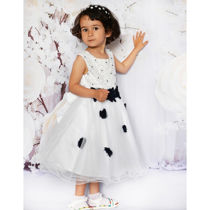 Rochita alba cu flori bleumarin 6 ani