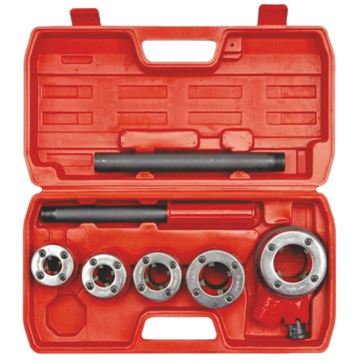 Trusa filiere pentru teava, 3/8", 1/2", 3/4", 1", 1"1/4, 5 capete filiere