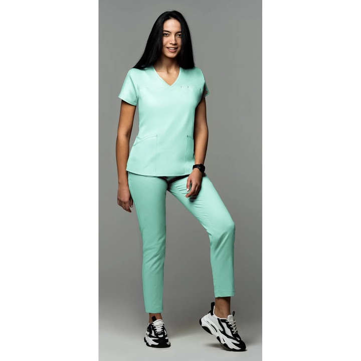 Costum medical de dama, bluza si pantalon, Slim Fit, New AMBRA, Fistic, 3XL