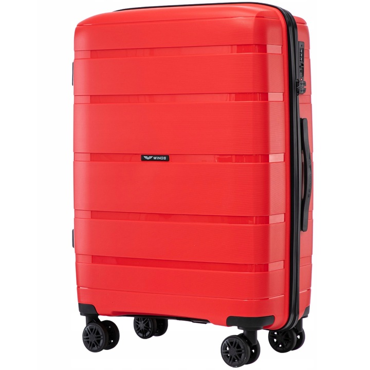 Troler Wings Hawfinch, 63L, rosu, polipropilena, 65x44x25cm, 4 roti rotative