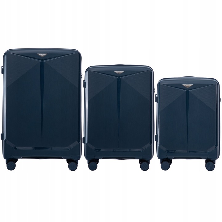 Set trolere Wings Cockatiel, albastru, 3 piese, 38x63x97L, polipropilena, roti 360°