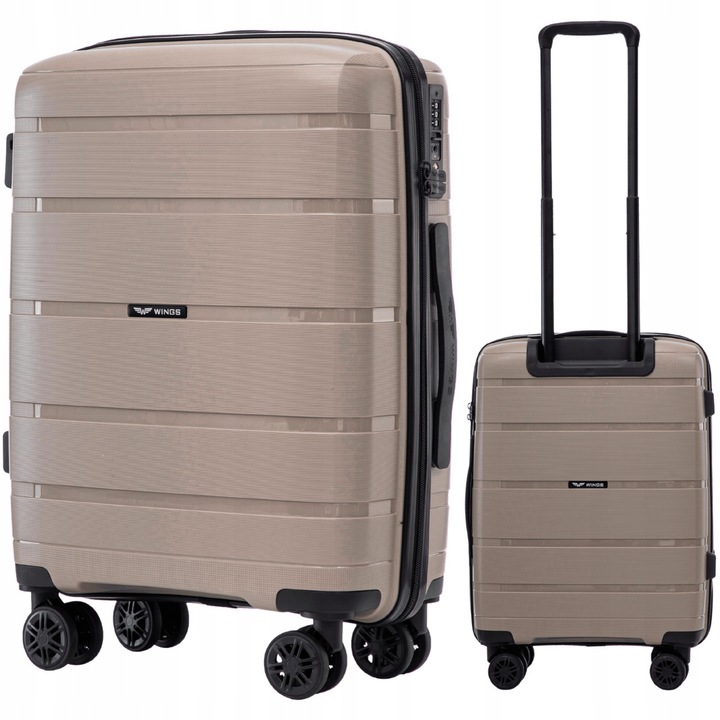 Troler Wings Hawfinch, 4 roți, TSA, Champagne, 55x39x20 cm, 38 L