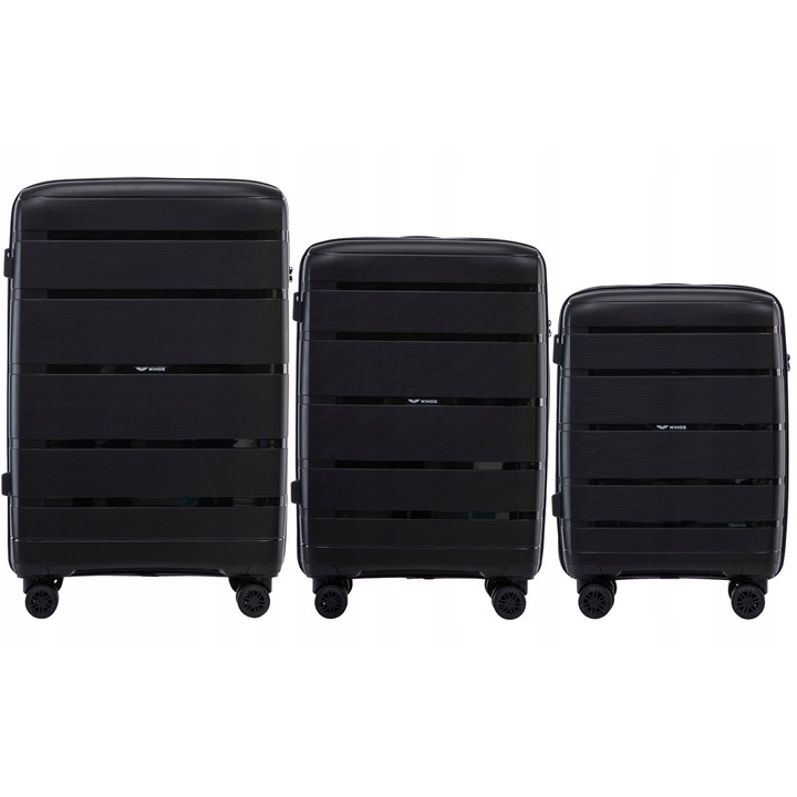 Set 3 valize, Wings, negru, polipropilena, TSA