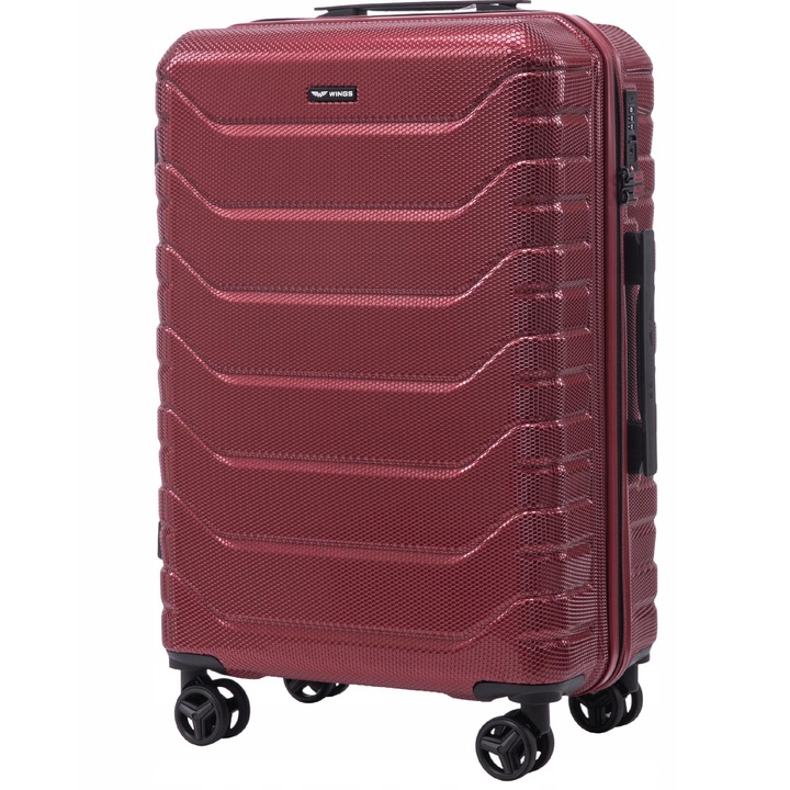 Troler mediu Wings Crake, 63L, policarbonat, rosu, 66x43x26cm