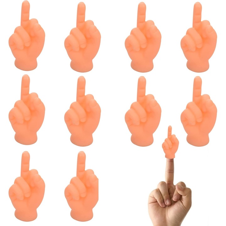 Set 10 manute haioase cu deget mijlociu Kengege®, Design Realist, 2.37"x1.3", silicon, bej