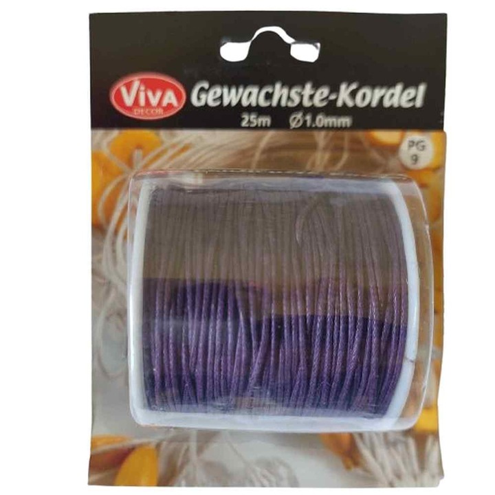 Viaszos cérna átmérője 1 mm, pamut, VIVA DECOR, 25 méter indigólila