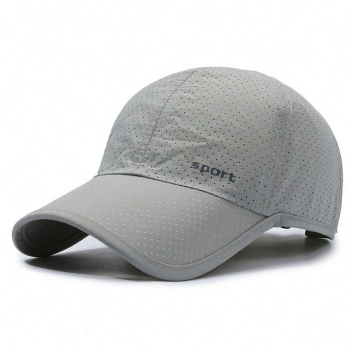 Sapca sport perforata unisex, tip ciapica, stil baseball, reglabila, model respirabil de vara, Gri