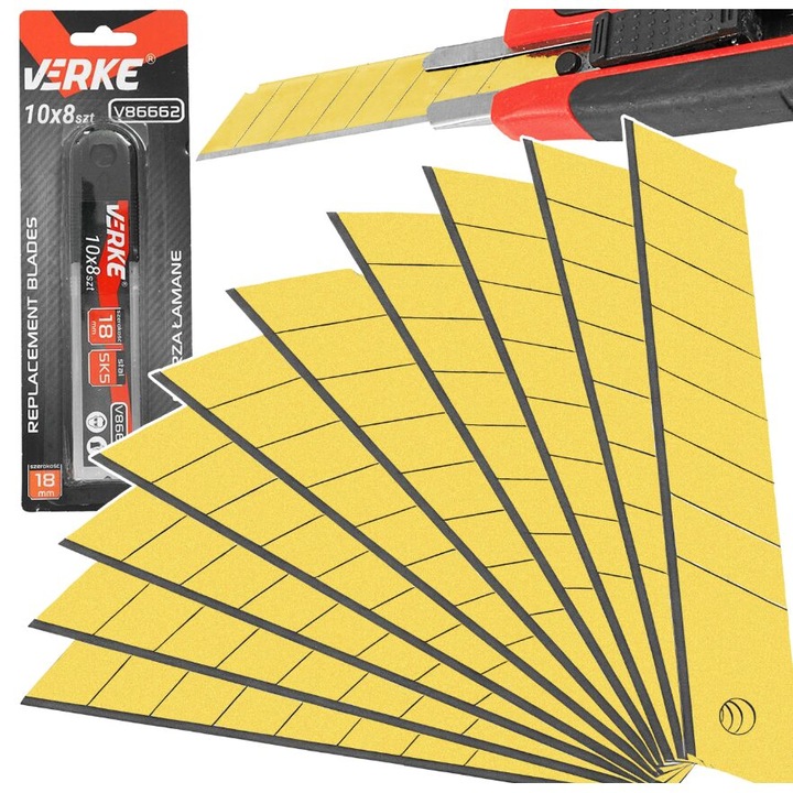 Set lame cutter, otel SK5, 18 mm, 10 piese, Verke