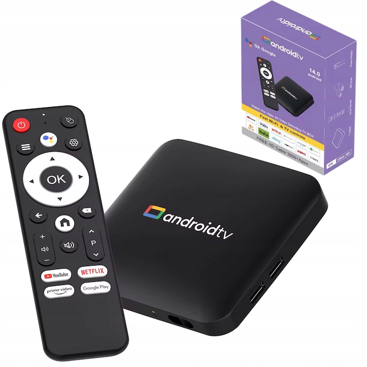 Mediaplayer Farrot H96 max, Android 14, 2GB RAM, 16GB, Negru, 100x100x18mm