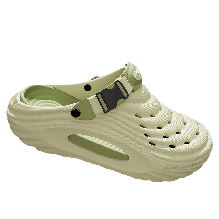 Papuci unisex tip Crocs, si cu talpa groasa Impermeabili, confortabili si pentru plaja, casa, gradina si cu, Verde deschis