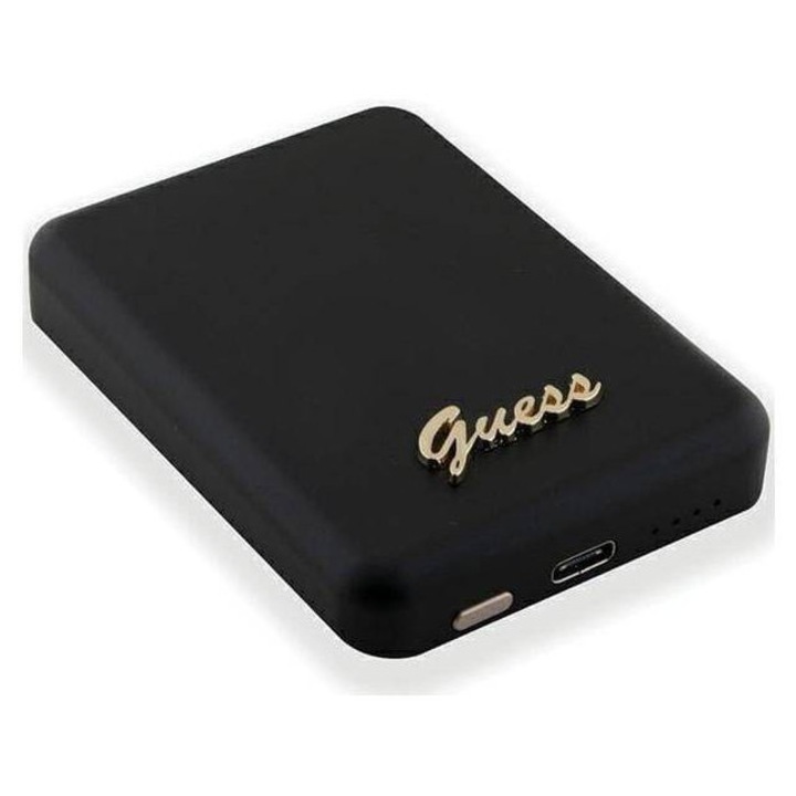 Acumulator Extern Guess Metal Script Logo MagSafe 5000mAh 15W MagSafe Negru