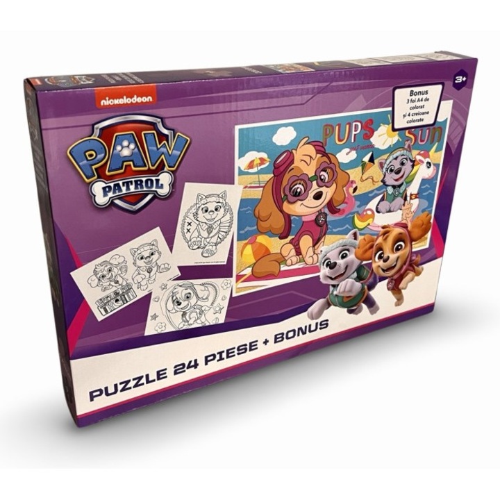 Puzzle 24 piese Mesco Paw Patrol, dimensiune asamblat 22x32cm