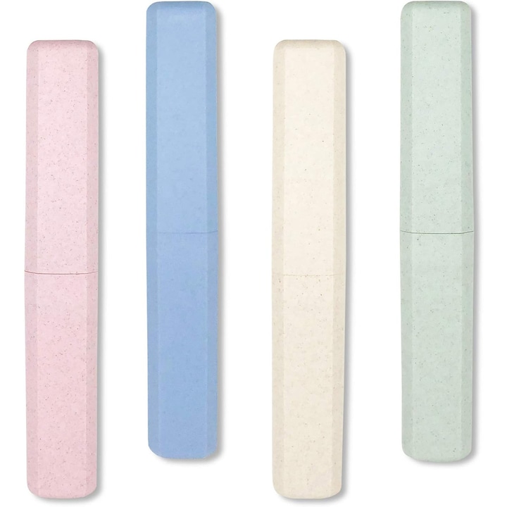 Set 4 cutii de transport pentru periute de dinti Kengege®, 20x3x2cm, plastic, multicolor
