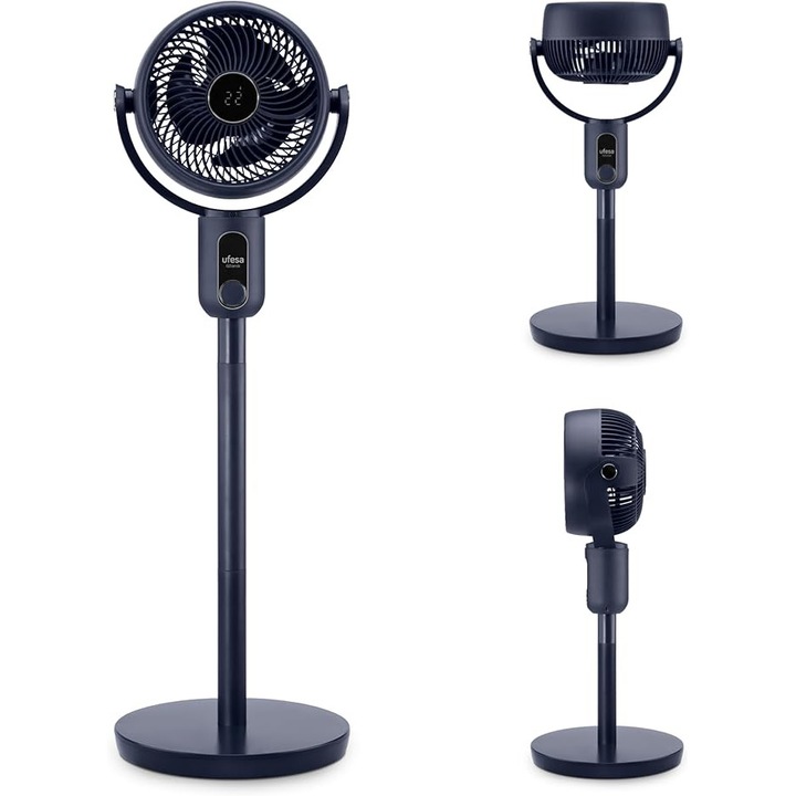 Ventilator Ufesa cu oscilatie 3D, 50 W, 3 viteze, telecomanda, diametru 25 cm, inaltime reglabila