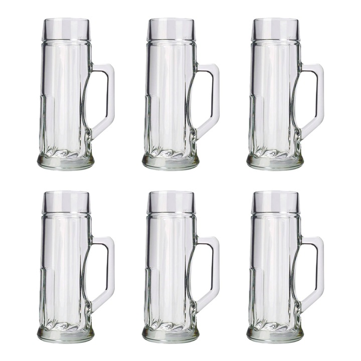 Söröskorsó, Söröspohár, Söröskancsó szett 6 db, prémium, bordázott - 0,5 liter