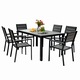 Set mobilier terasa/gradina, MESTERINO, Structura din otel, masa + 6 scaune, Gri