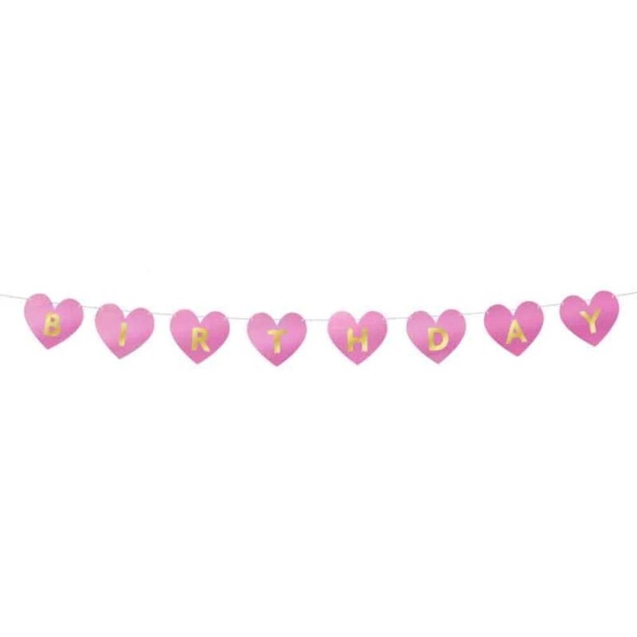 Szívecskés girland dekoráció, My Little Princess, 200 cm, rózsaszín