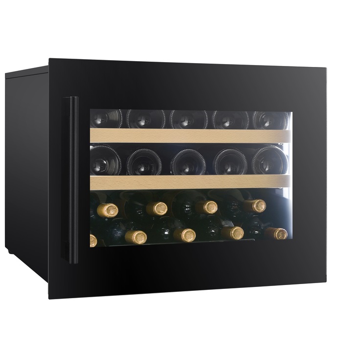 Racitor de vinuri incorporabil DUNAVOX DVP-19.50B Prime, 50 l, 19 sticle, 1 zona, Humidity Control, Wifi + Smart App, Sticla Neagra