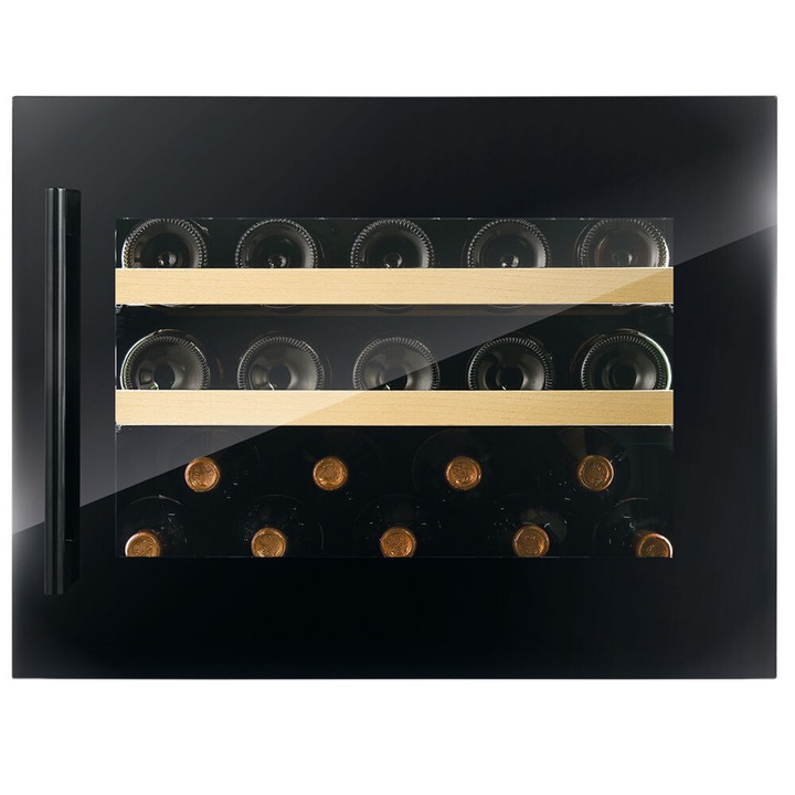 Vitrina de vin Dunavox DVS-19.50B, Gama Spirit, Culoare Sticla neagra, Nr.zone temperatura 1, Inaltime 45.5 cm, Nr. Sticle 19, Maner Da, WiFi Da