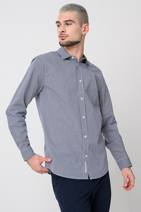 Scotch & Soda, Pamuttartalmú kockás ing, Fehér/Sötétkék