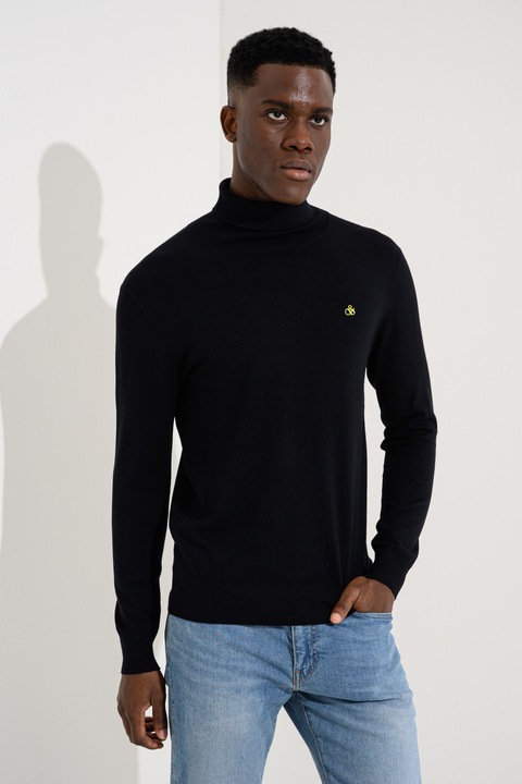 Scotch & Soda, Garbónyakú szűk fazonú pulóver, Antracitszürke