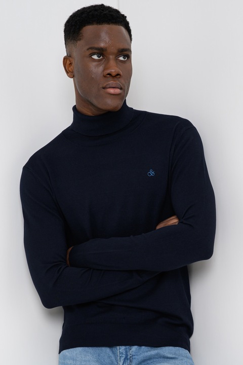 Scotch & Soda, Garbónyakú szűk fazonú pulóver, Sötétkék