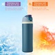 Cana Termos Elindor®, cu Gura Dubla, din Otel Inoxidabil, fara BPA, 710 ml, Izolatie Termica cu Pereti Dubli, cu Capac si Pai Reutilizabil, Rezistenta la Scurgeri, Ideala pentru Apa, Ceai, Cafea sau Smoothie, Utilizare in Masina Suport Auto, Albastru