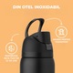 Cana Termos Elindor®, cu Gura Dubla, din Otel Inoxidabil, fara BPA, 710 ml, Izolatie Termica cu Pereti Dubli, cu Capac si Pai Reutilizabil, Rezistenta la Scurgeri, Ideala pentru Apa, Ceai, Cafea sau Smoothie, Utilizare in Masina Suport Auto, Negru