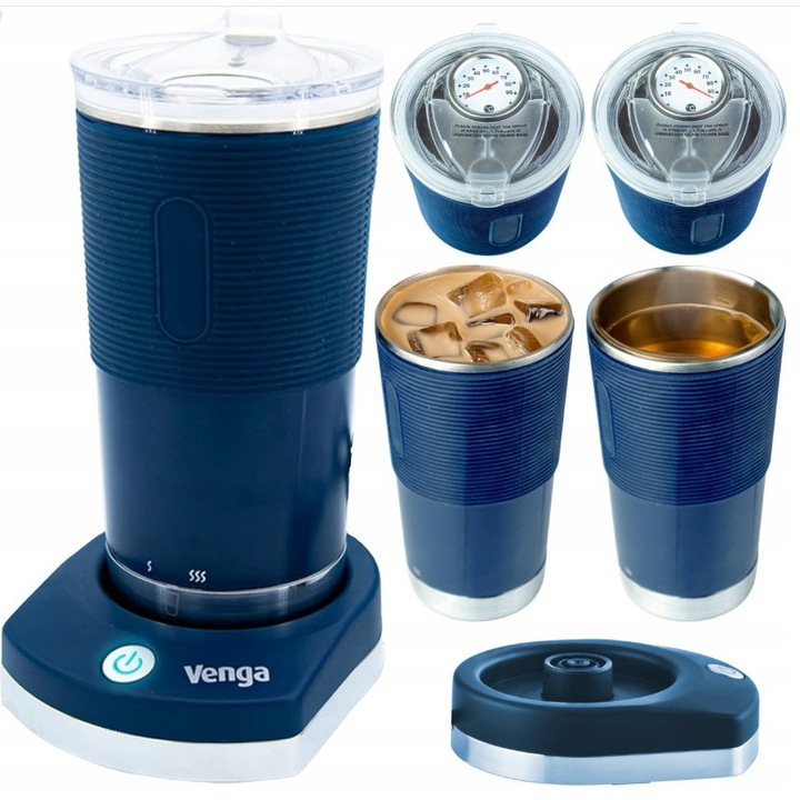 Cana termica KALORIK TMUG 3000BU, 380ml, 3 niveluri de incalzire, indicator de temperatura, albastru inchis