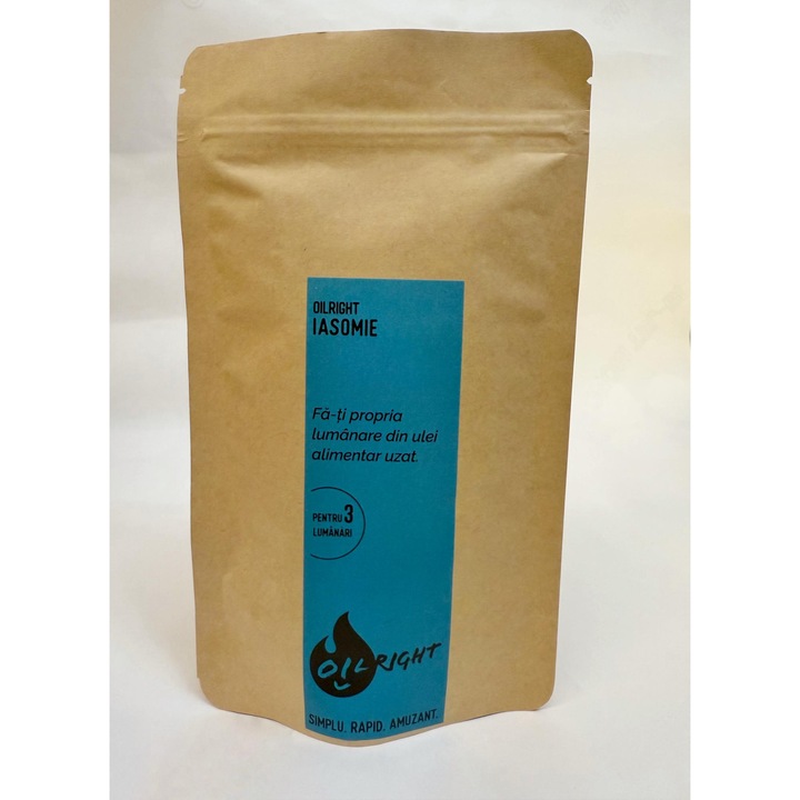 Kit DIY Lumanari, 3 buc, parfum Iasomie, 60g ceara parfumata, fitile din bumbac