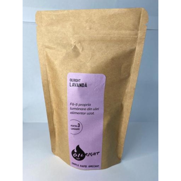 Set kit DIY lumanari parfumate, lavanda, 60g ceara, 3 fitile, fara adaosuri chimice