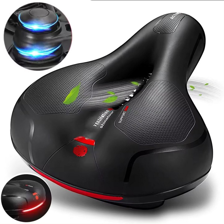 Saddle sportiv DSJ, confortabil, cu ventilatie, negru, dimensiuni 25x20x9cm