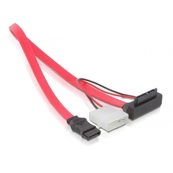 Cablu Slim SATA M la 2 pini Power 5V + SATA unghi, Delock 82549