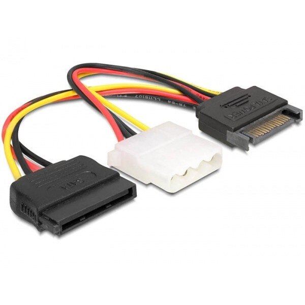 Cablu alimentare SATA la SATA + Molex T-M, Delock 65235