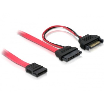 Cablu Slim SATA 13 pini la SATA 7 pini + alimentare, Delock 84418 Cablu Slim SATA 13 pini la SATA 7 pini + alimentare, Delock 84418