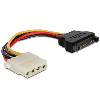 Cablu alimentare SATA 15 pini la Molex T-M 12cm, Delock 60115 Cablu alimentare SATA 15 pini la Molex T-M 12cm, Delock 60115