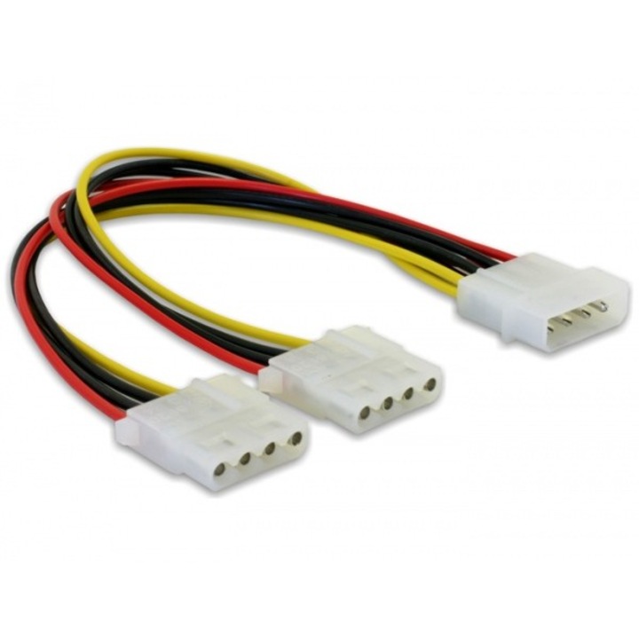 Cablu alimentare Molex la 2 x Molex 4 pini T-M, Delock 82100
