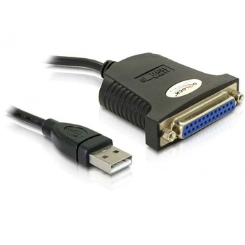 Cablu USB la paralel 25 pini 0.8m, Delock 61330 Cablu USB la paralel 25 pini 0.8m, Delock 61330