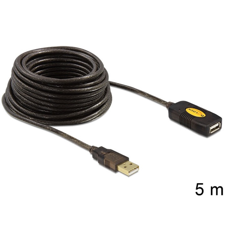 DeLock Kábel USB 2.0 Extension, active 5m, Kábel