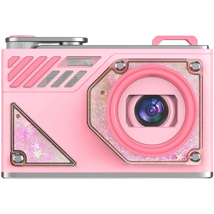 Цифров фотоапарат, VALA, V800, 4K 64MP, 2.8-инчов LCD, 18x увеличение, вградена светкавица, автофокус, електронна стабилизация против трептене, розов